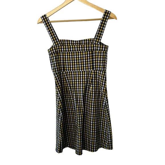 Hollister Yellow & Black Checkered Wide Strap Button Front Jumper Dress Sz XS - Picture 6 of 7
